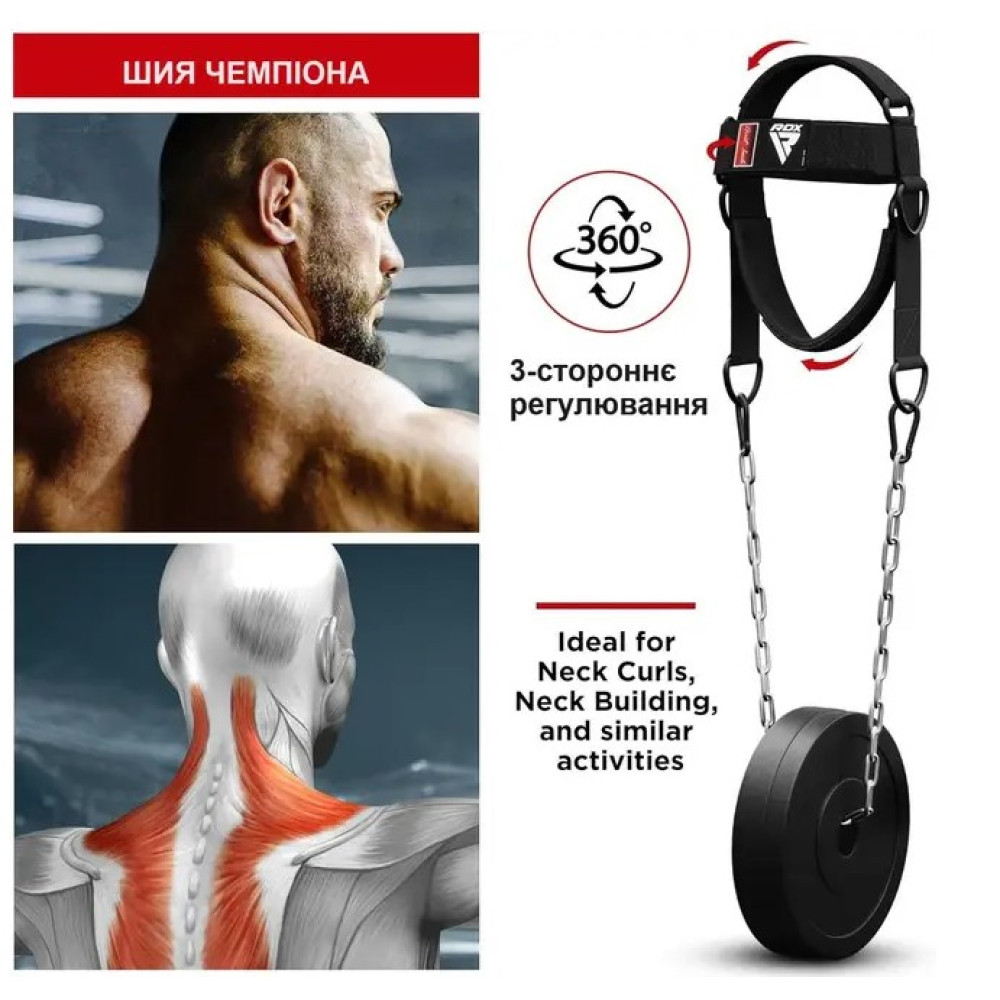 Тяга для шиї RDX H2 Neck Harness Black Plus (WAN-H2B+)