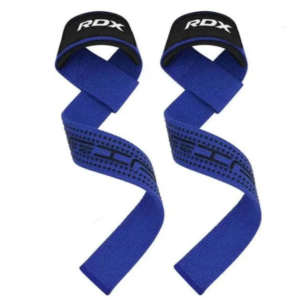 Лямки для тяги RDX S4 Gym Cotton Gel Straps Blue Plus (WAC-S4U+)