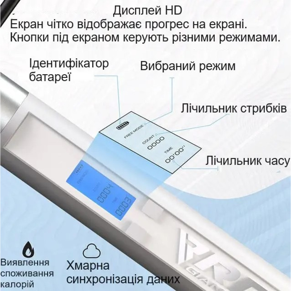 Скакалка акумуляторна RDX 75P інтелектуальна з цифровим лічильником із USB і додатком 3 м (SKD-75PAI-10.3FT)