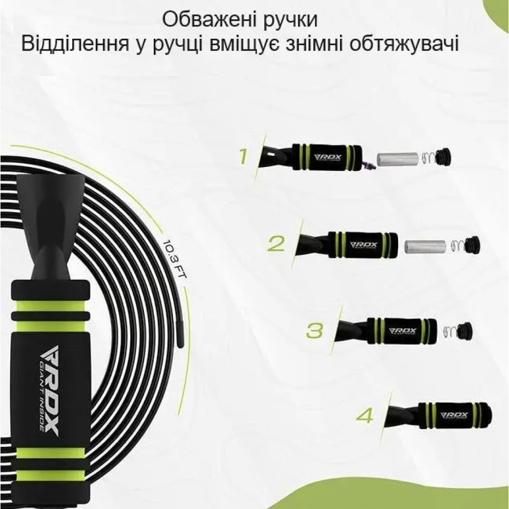 Скакалка швидкісна RDX X2 з обтяжувачами Orange 3 м (SRPF-X2O-10.3FT)