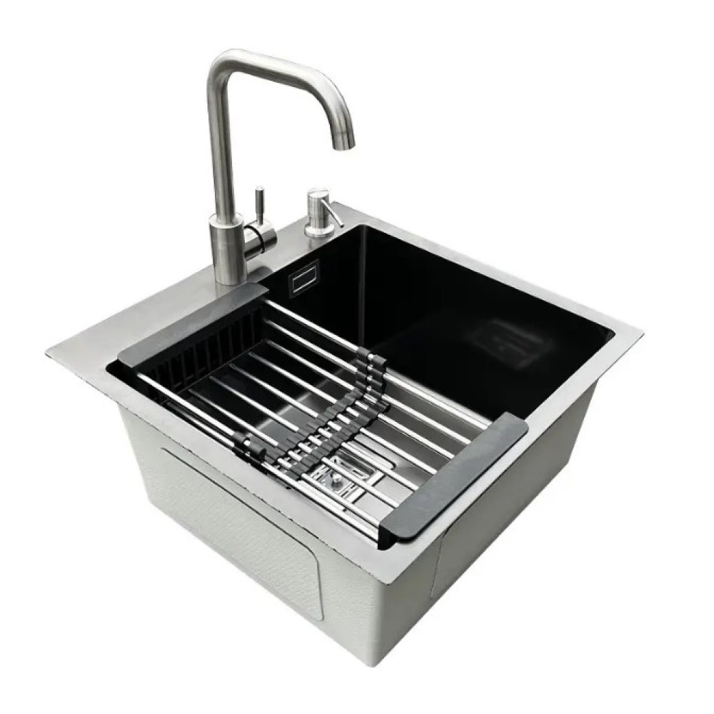 Комплект мийка + змішувач Romzha Arta Nova U-450 BL (B) RO41242