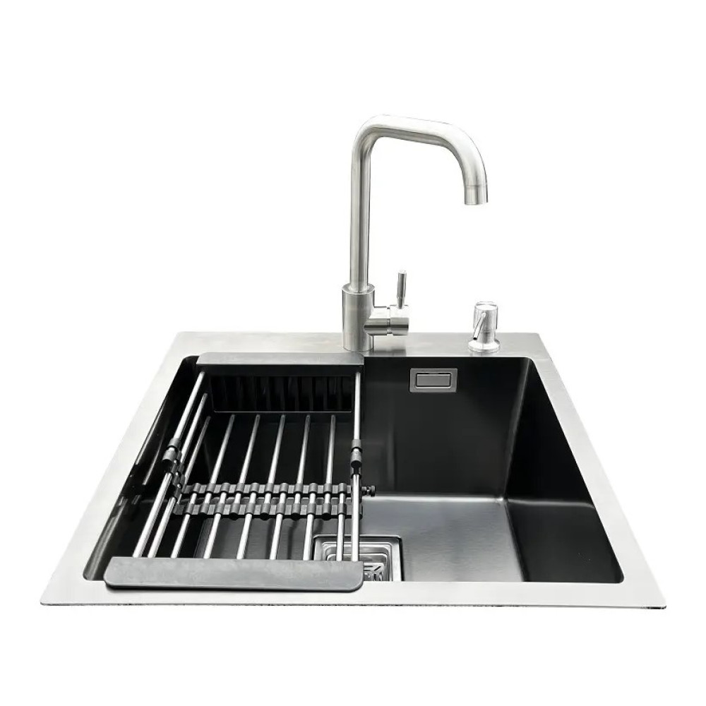 Комплект мийка + змішувач Romzha Arta Nova U-450 BL (B) RO41242
