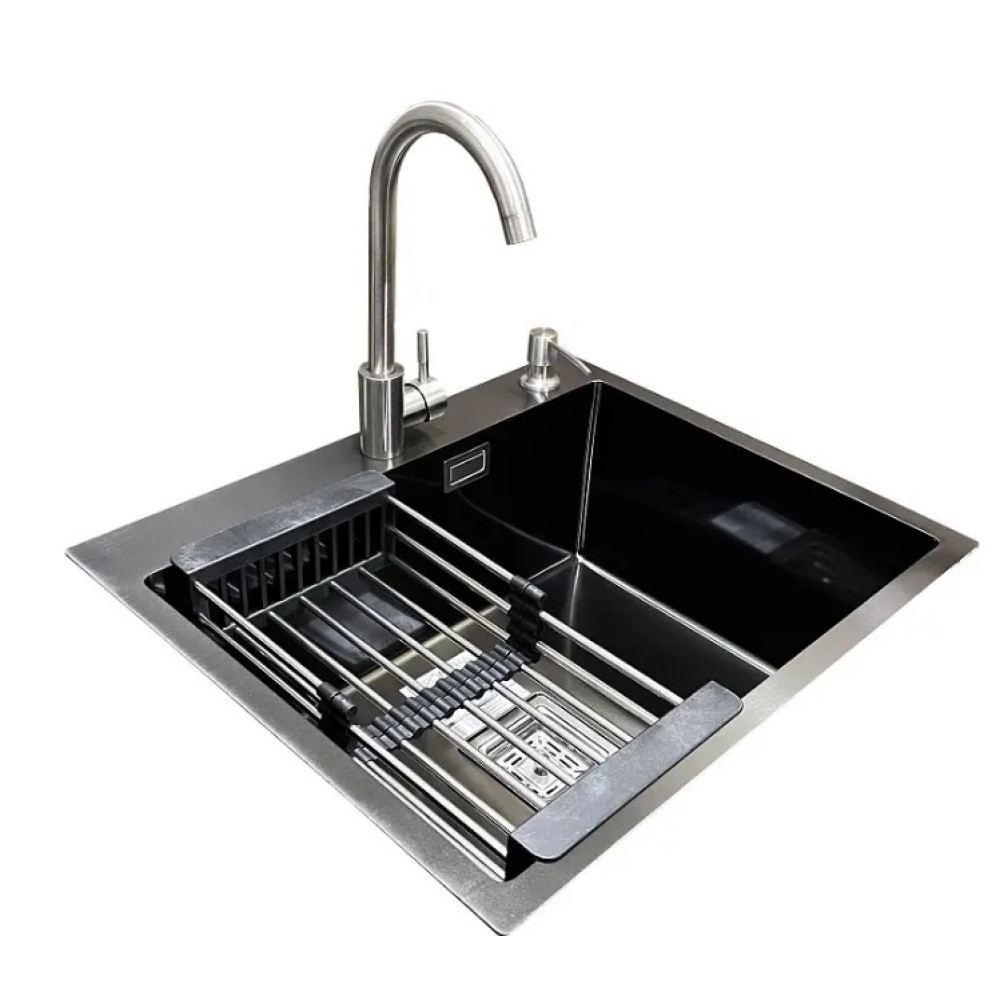 Комплект мийка + змішувач Romzha Arta Nova U-550 Max BL (A) RO41517