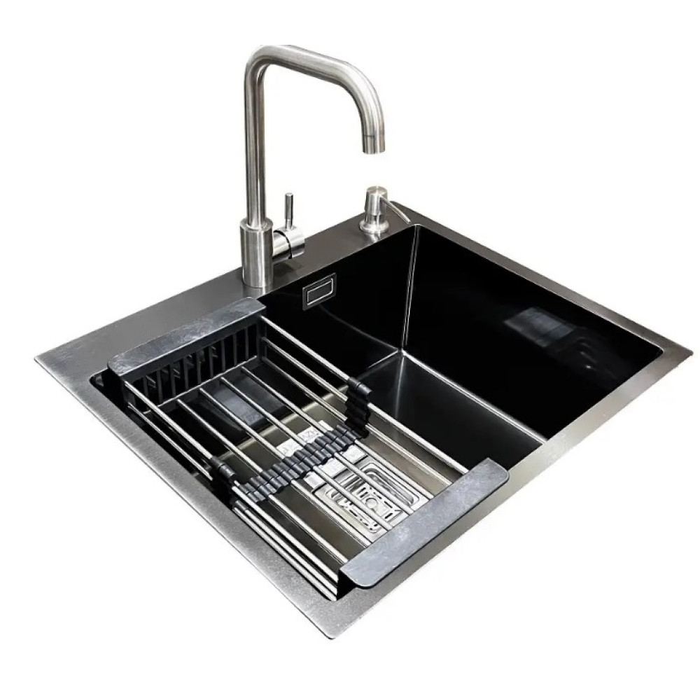 Комплект мийка + змішувач Romzha Arta Nova U-550 Max BL (B) RO41518