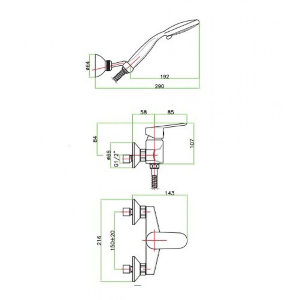 Змішувач для душа SANTAN KEVON 81CR6510