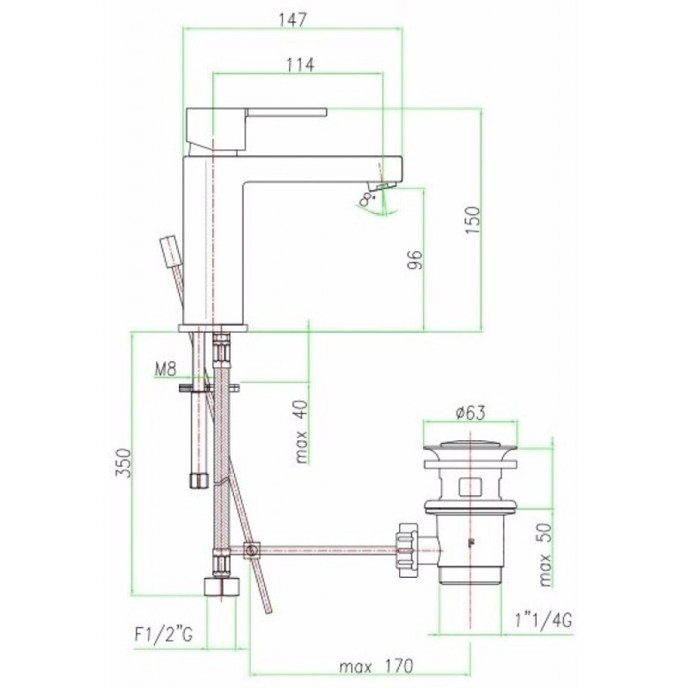 Змішувач для умивальника SANTAN KALOS 76CR7420