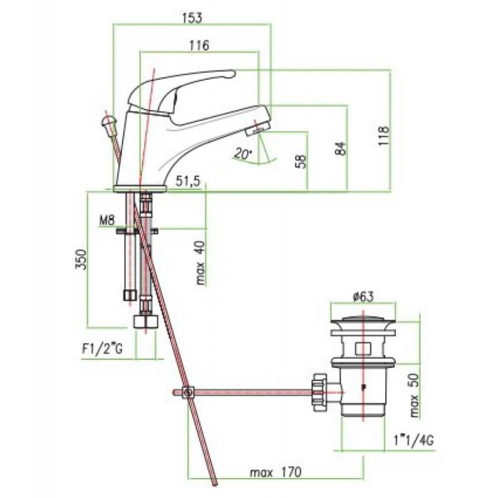 Змішувач для умивальника Santan ALTURA 41CR2710