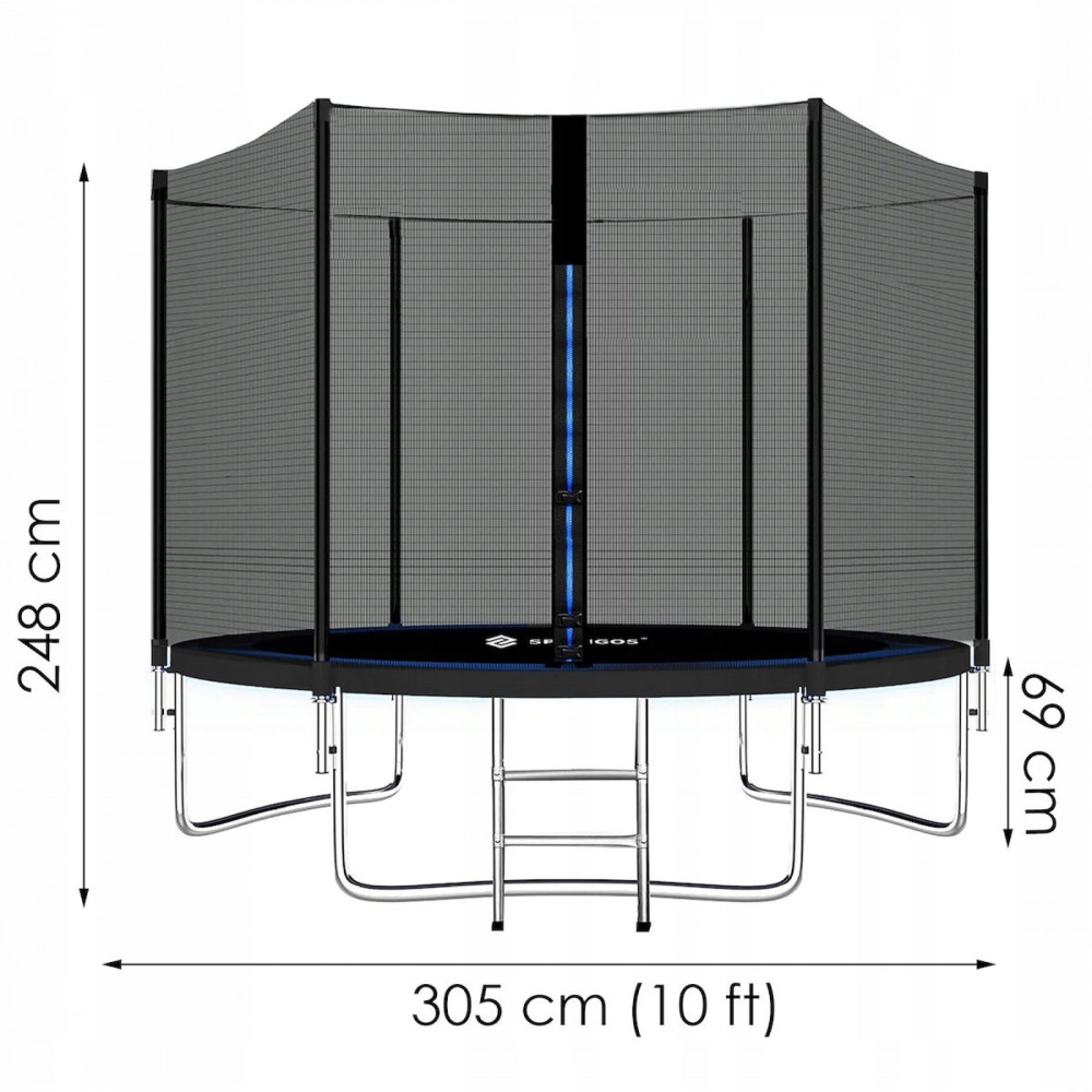 Батут із зовнішньою сіткою Springos 10FT 305 см TP0002 Black