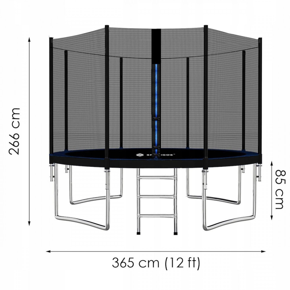 Батут із зовнішньою сіткою Springos 12FT 365 см TP0003 Black
