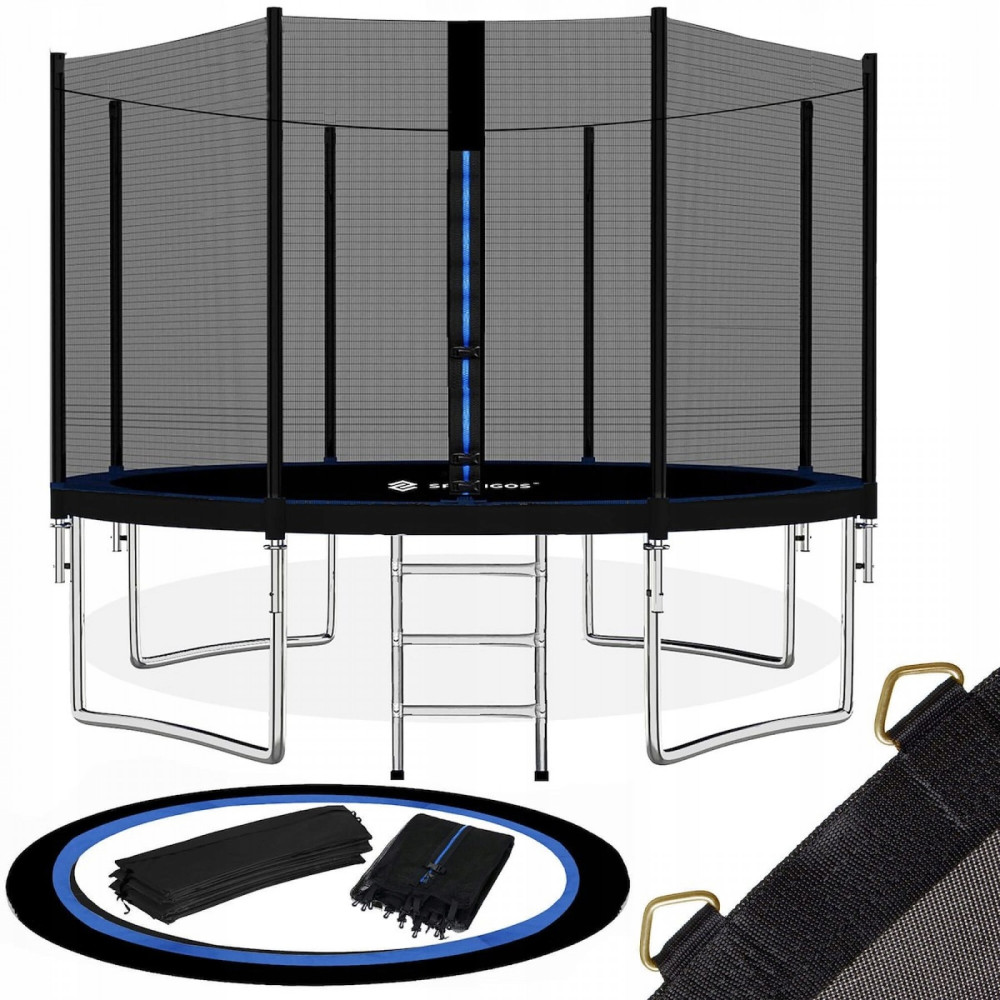 Батут із зовнішньою сіткою Springos 12FT 365 см TP0003 Black