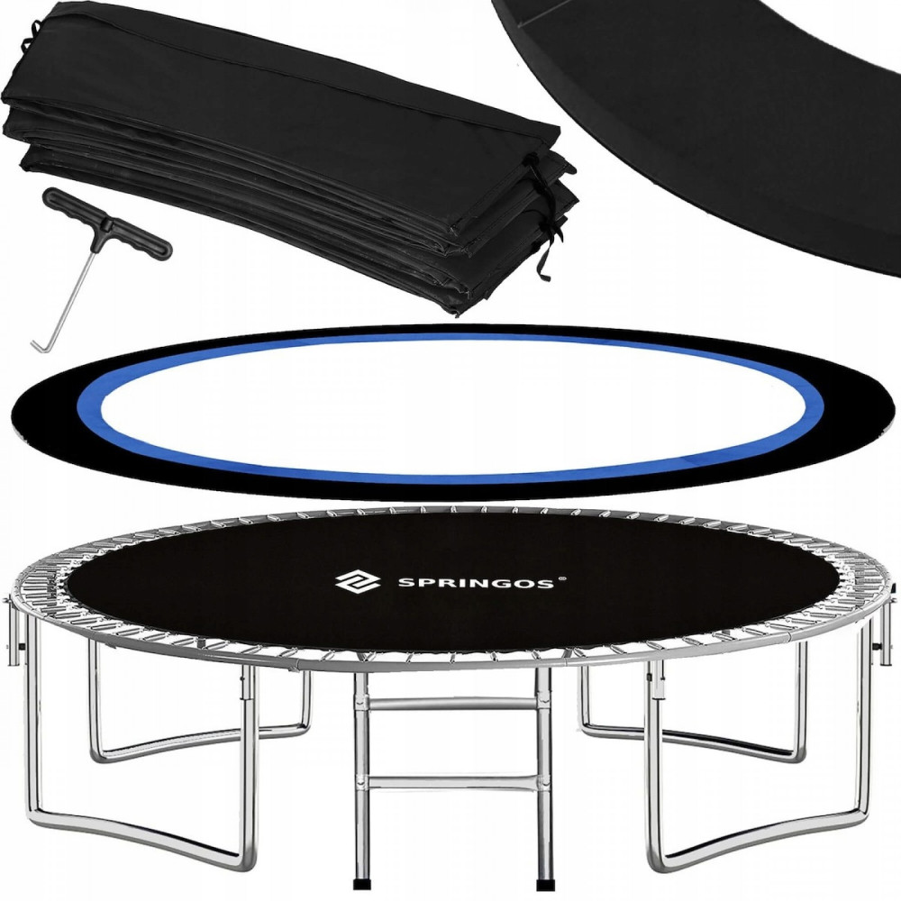 Батут із зовнішньою сіткою Springos 12FT 365 см TP0003 Black