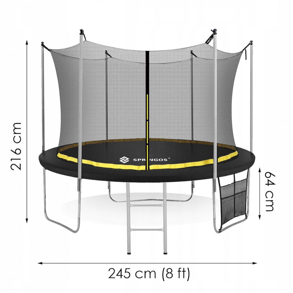Батут с внутренней сеткой Springos 8FT 245 см TP0005 Black