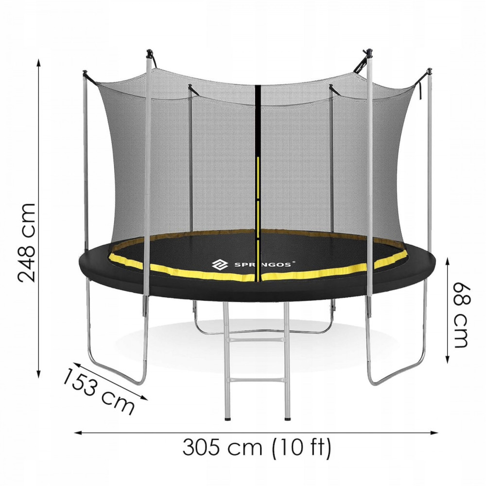 Батут із внутрішньою сіткою Springos 10FT 305 см TP0006 Black