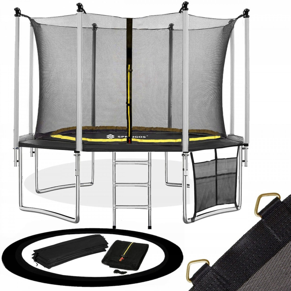 Батут із внутрішньою сіткою Springos 12FT 365 см TP0007 Black