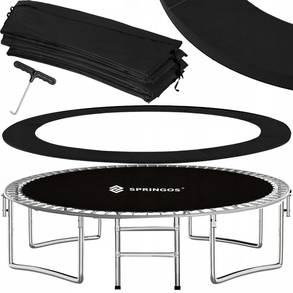 Батут із внутрішньою сіткою Springos 12FT 365 см TP0007 Black