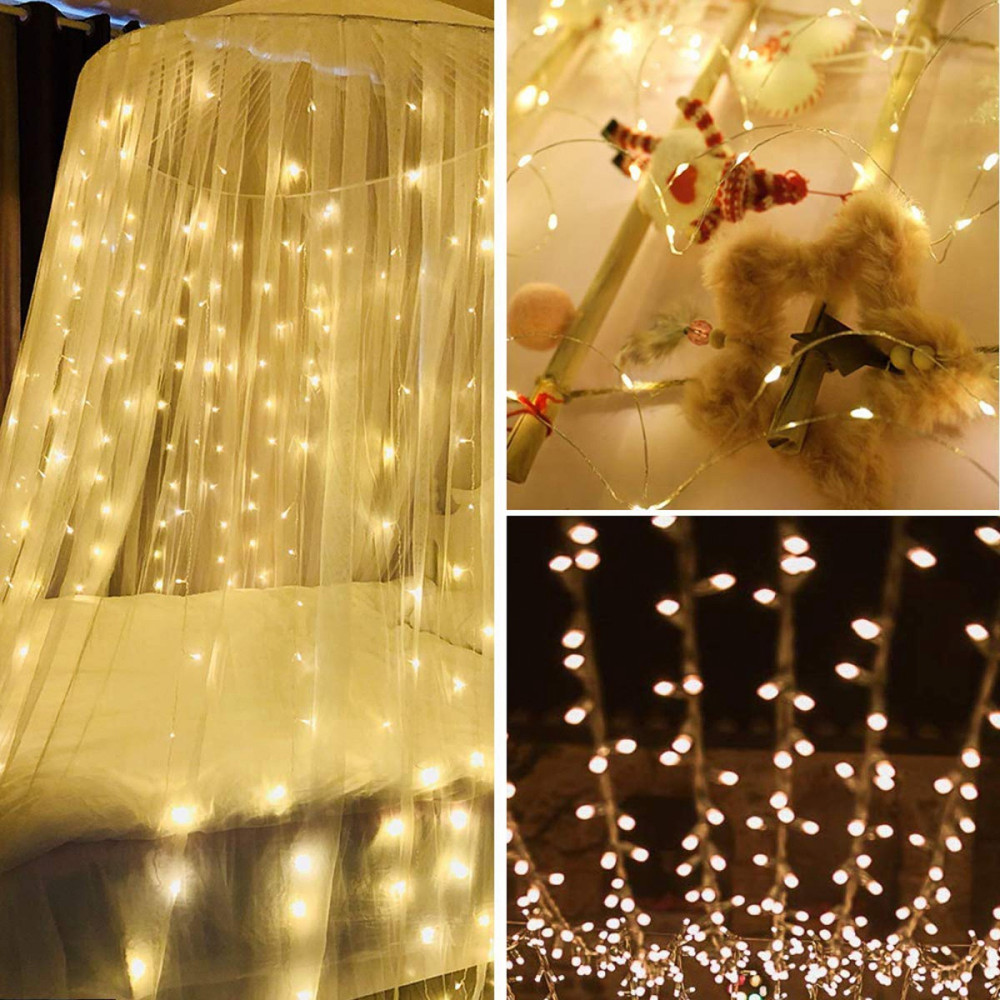 Гірлянда водоспад (штора) Springos 2 x 2 м 400 LED CL0097 Warm White