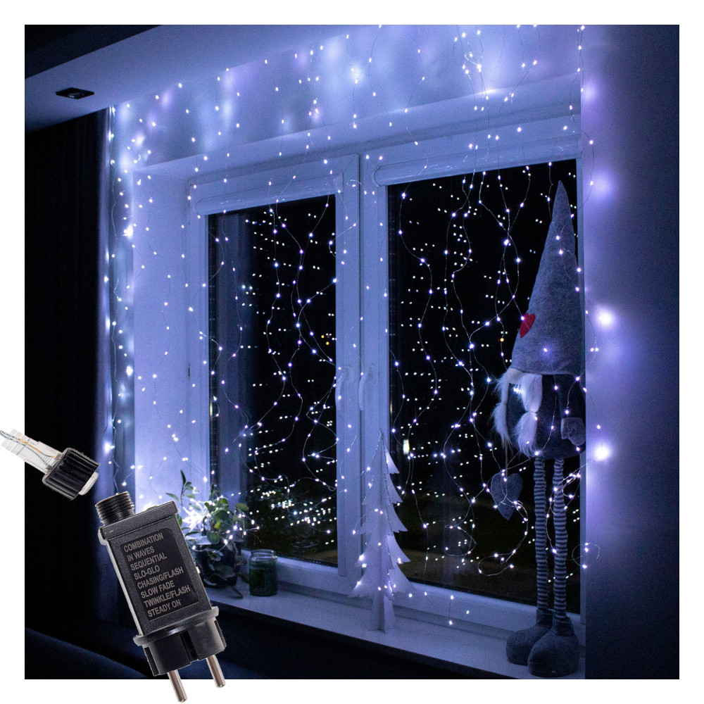 Гірлянда водоспад (штора) Springos 2 x 2 м 400 LED CL0098 Cold White