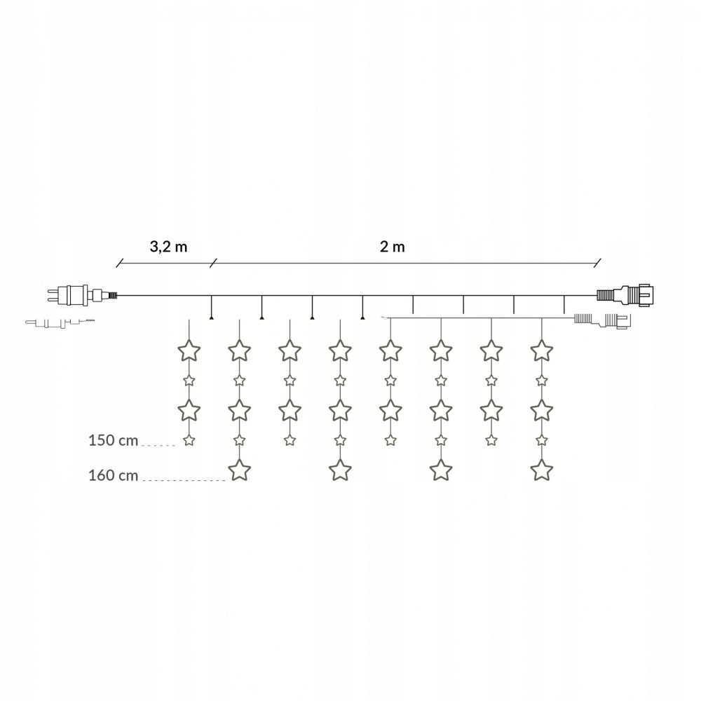 Гірлянда бахрома вулична (зовнішня) Springos 2 м 180 LED CL4004 Warm White