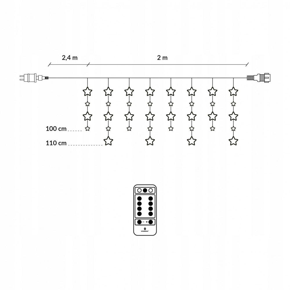 Гірлянда вулична (зовнішня) бахрома Springos 2 м 136 LED Pilot CL4006 Cold White/Blue