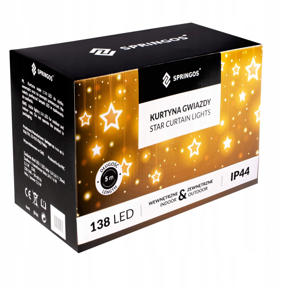 Гірлянда бахрома вулична (зовнішня) Springos 2 м 138 LED CL4012 Warm White