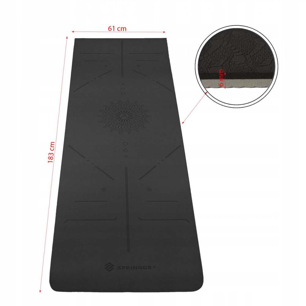 Коврик (мат) для йоги та фітнесу Springos TPE 6 мм Black/Grey (YG0013)