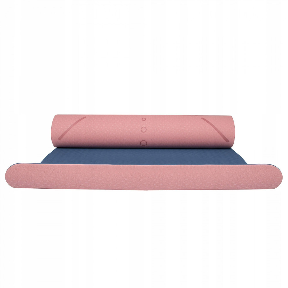 Коврик (мат) для йоги та фітнесу Springos TPE 6 мм Pink/Blue (YG0014)