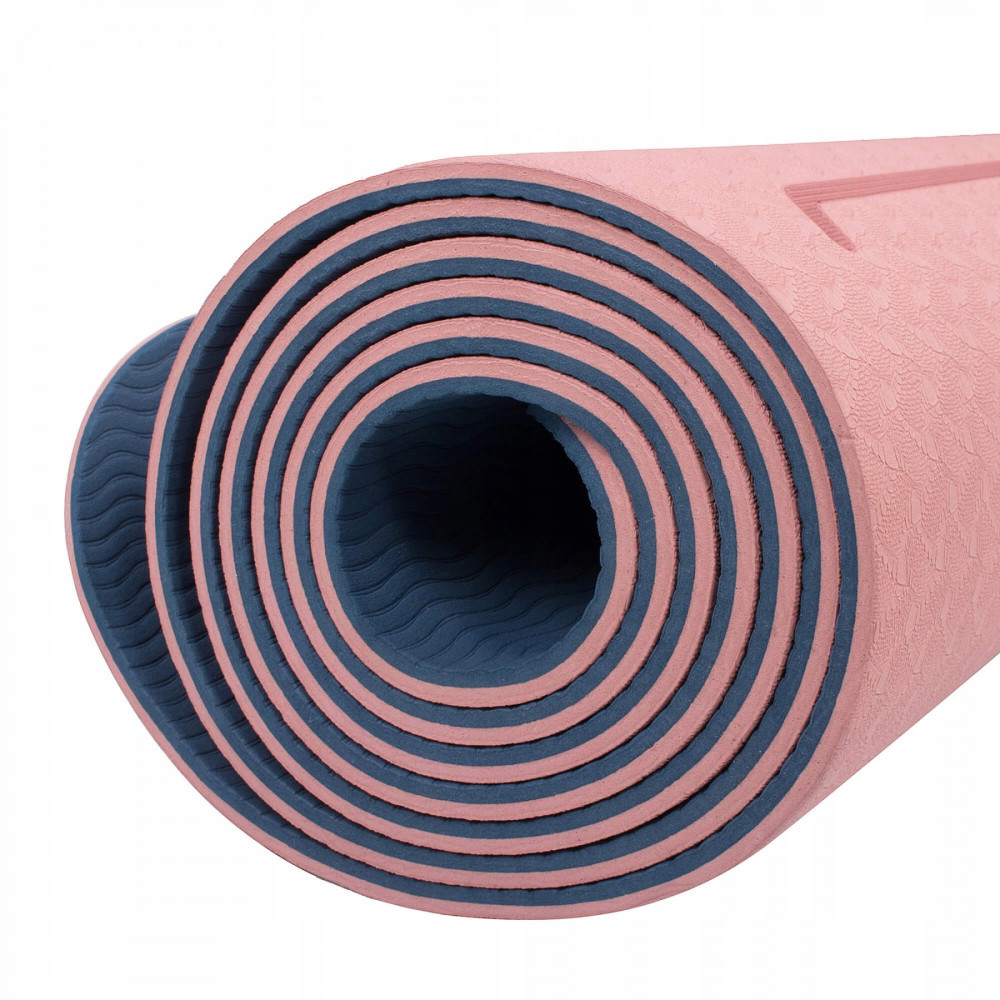 Коврик (мат) для йоги та фітнесу Springos TPE 6 мм Pink/Blue (YG0014)