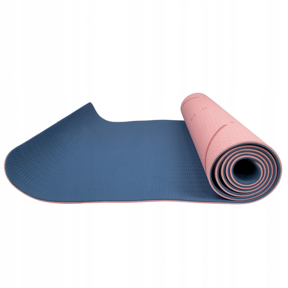 Коврик (мат) для йоги та фітнесу Springos TPE 6 мм Pink/Blue (YG0014)