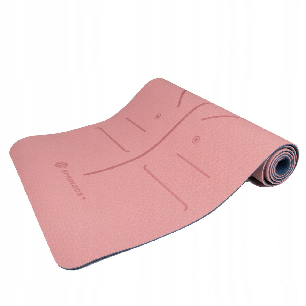 Коврик (мат) для йоги та фітнесу Springos TPE 6 мм Pink/Blue (YG0014)