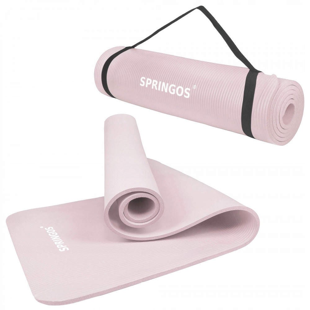 Коврик (мат) для йоги та фітнесу Springos NBR 1 см Pink (YG0039)