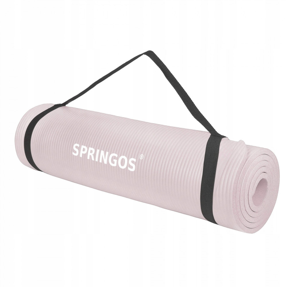 Коврик (мат) для йоги та фітнесу Springos NBR 1 см Pink (YG0039)