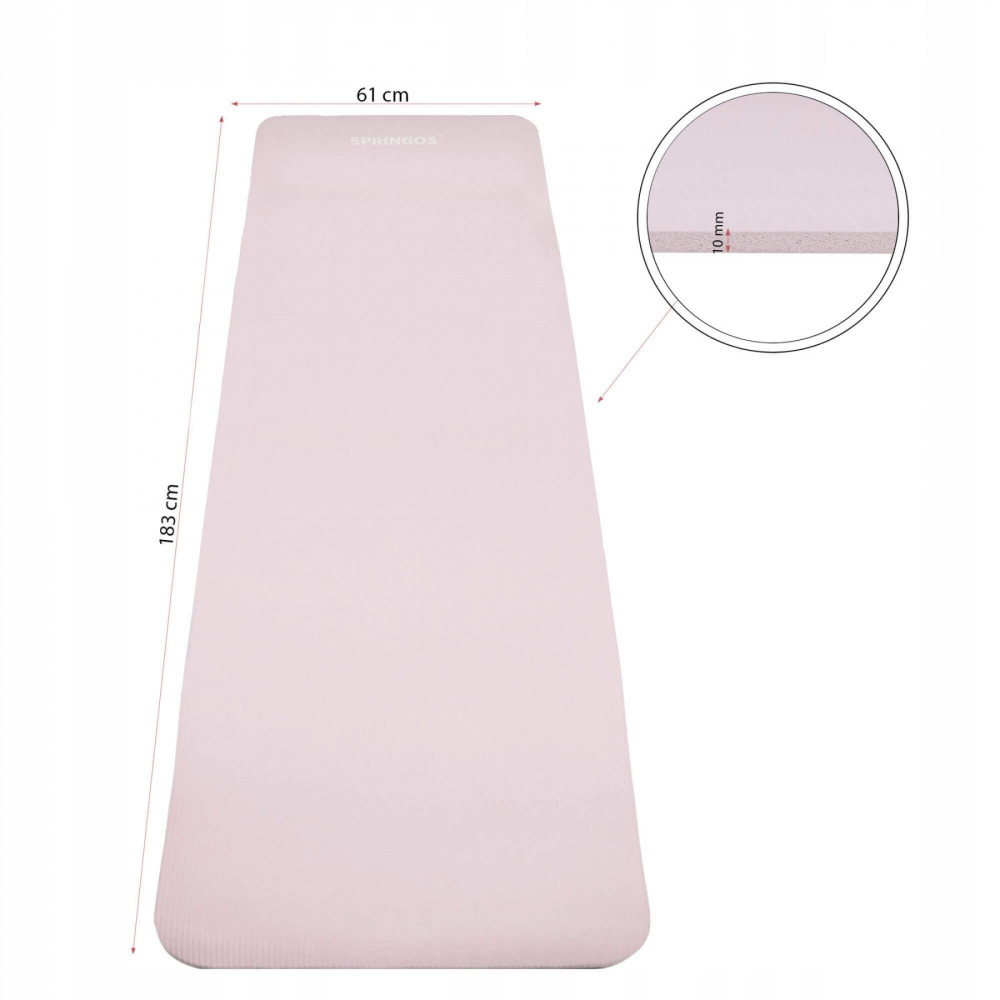 Коврик (мат) для йоги та фітнесу Springos NBR 1 см Pink (YG0039)
