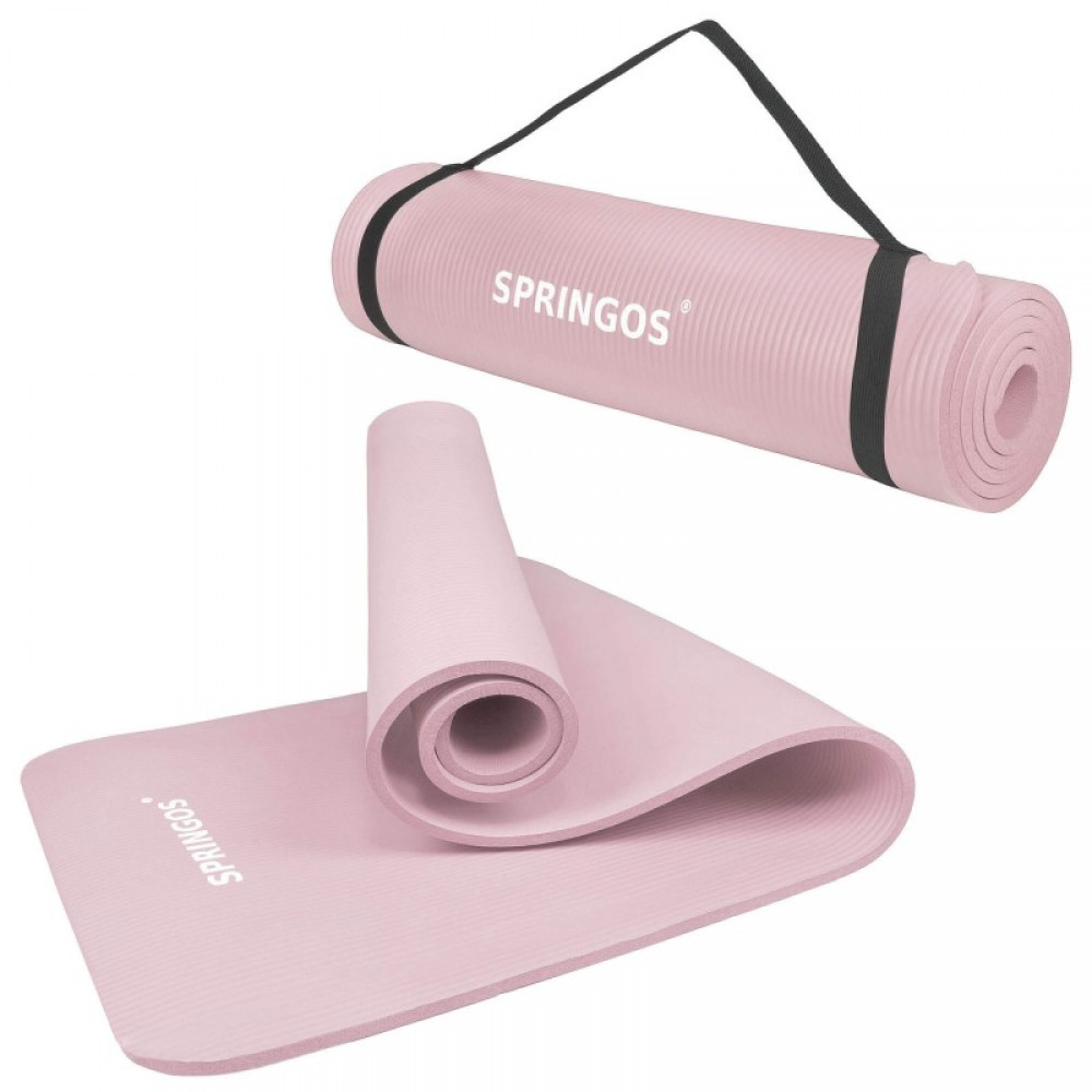 Коврик (мат) для йоги та фітнесу Springos NBR 1.5 см Pink (YG0040)