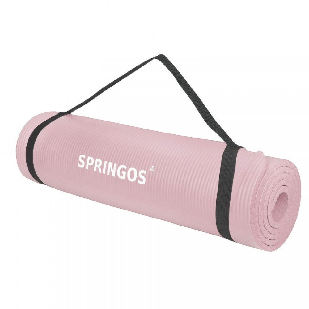 Коврик (мат) для йоги та фітнесу Springos NBR 1.5 см Pink (YG0040)