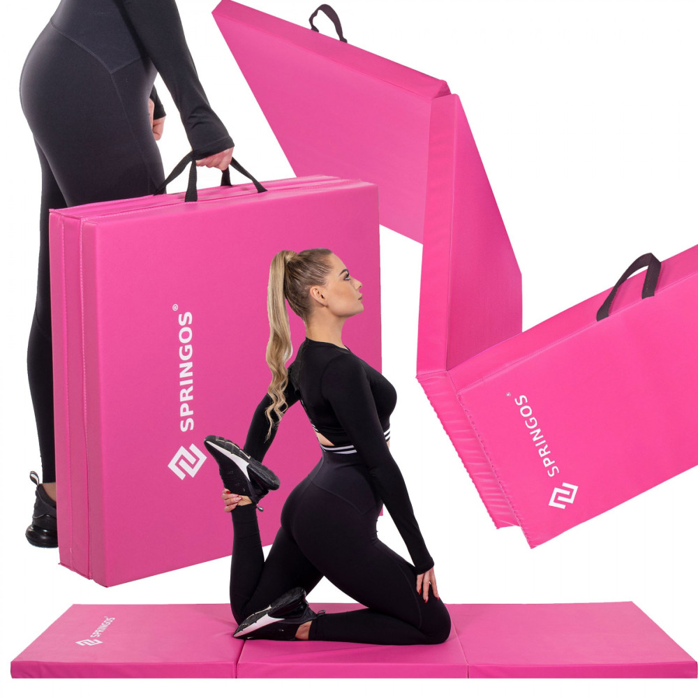 Мат гімнастичний складний Springos 180 x 60 x 5.5 cм Pink FA0061