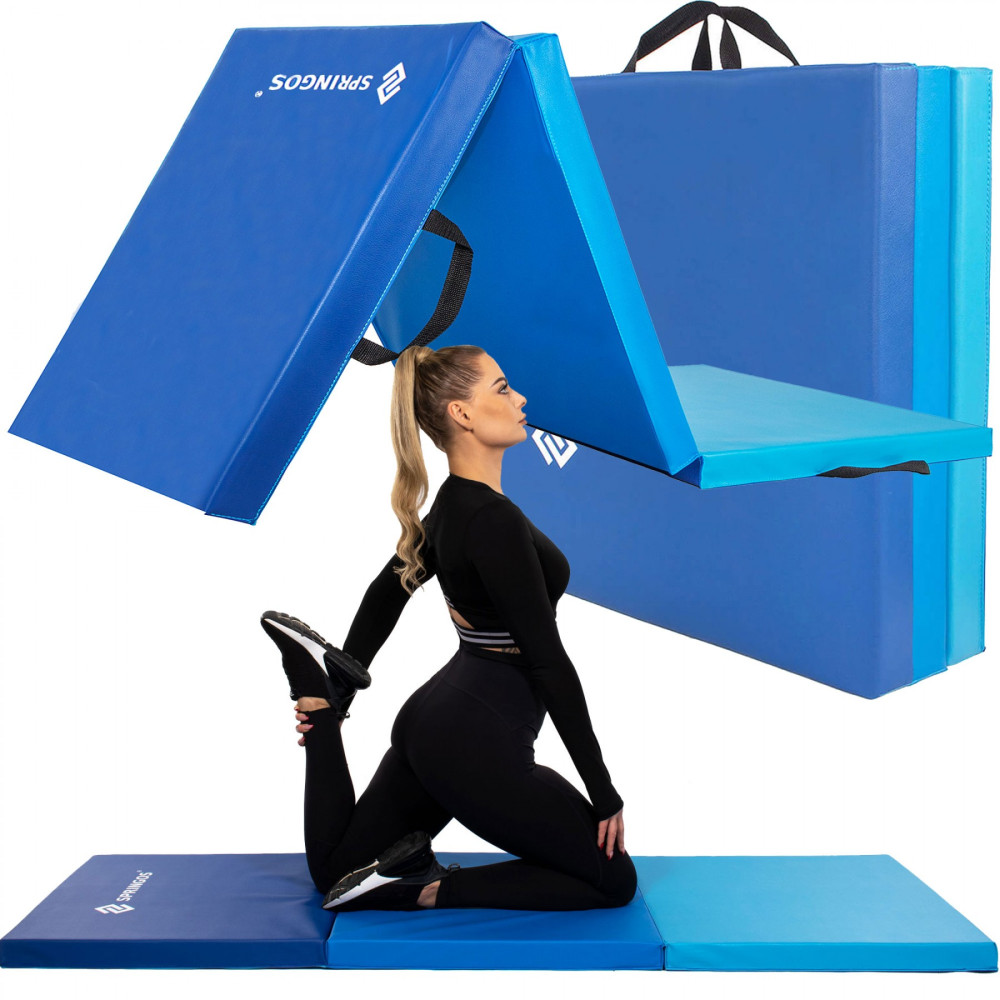 Мат гімнастичний складний Springos 180 x 60 x 5.5 cм Blue FA0063