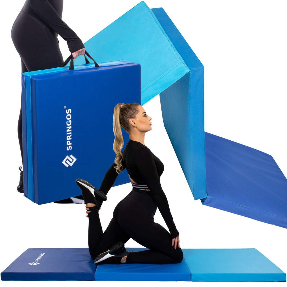 Мат гімнастичний складний Springos 180 x 60 x 5.5 cм Blue FA0063