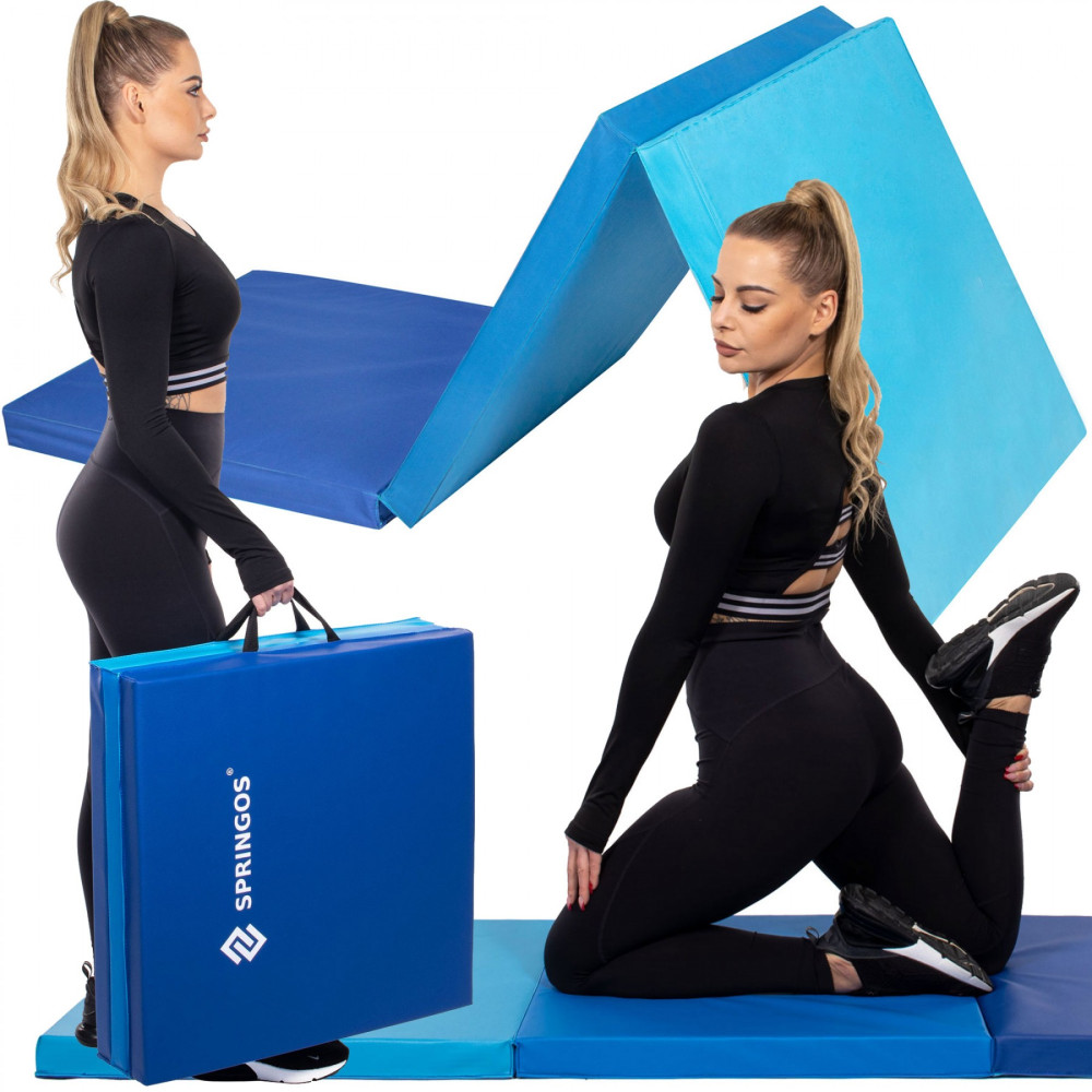 Мат гімнастичний складний Springos 180 x 60 x 5.5 cм Blue FA0063