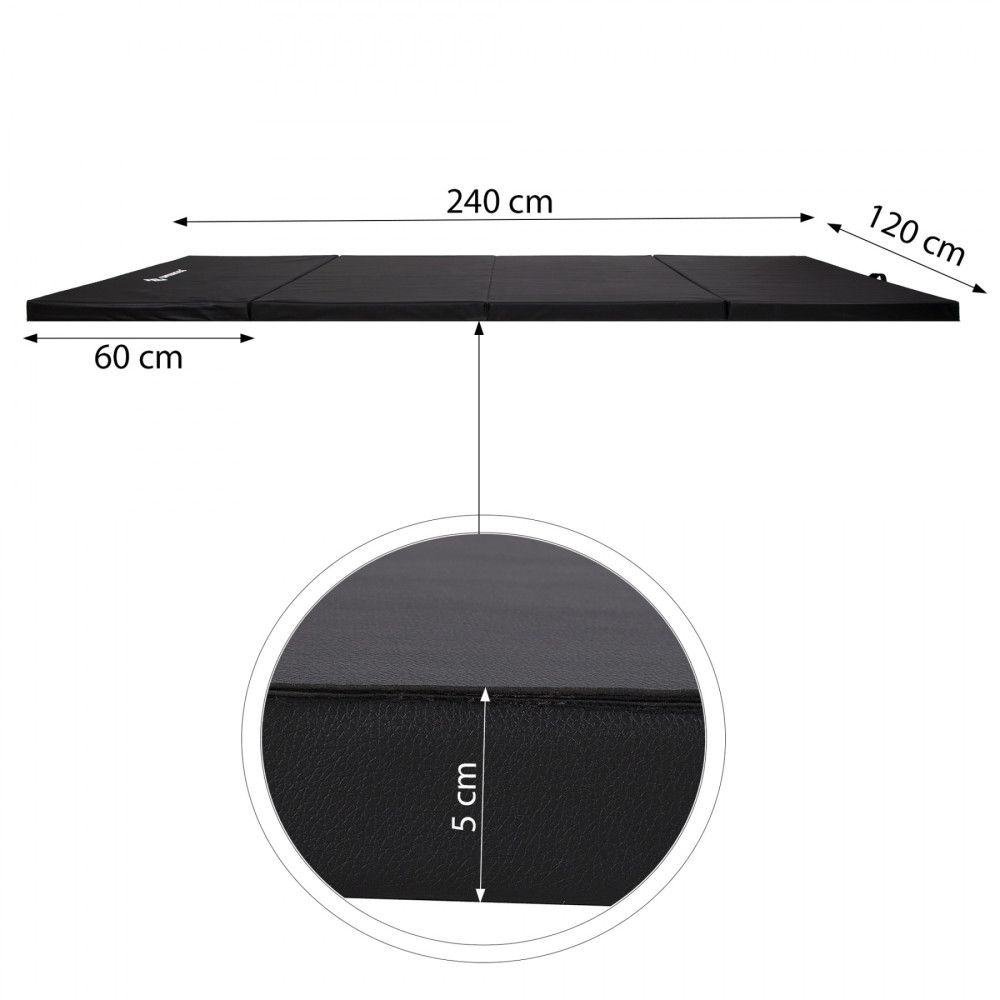 Мат гімнастичний складаний Springos 240 x 120 x 5 см FA0065 Black