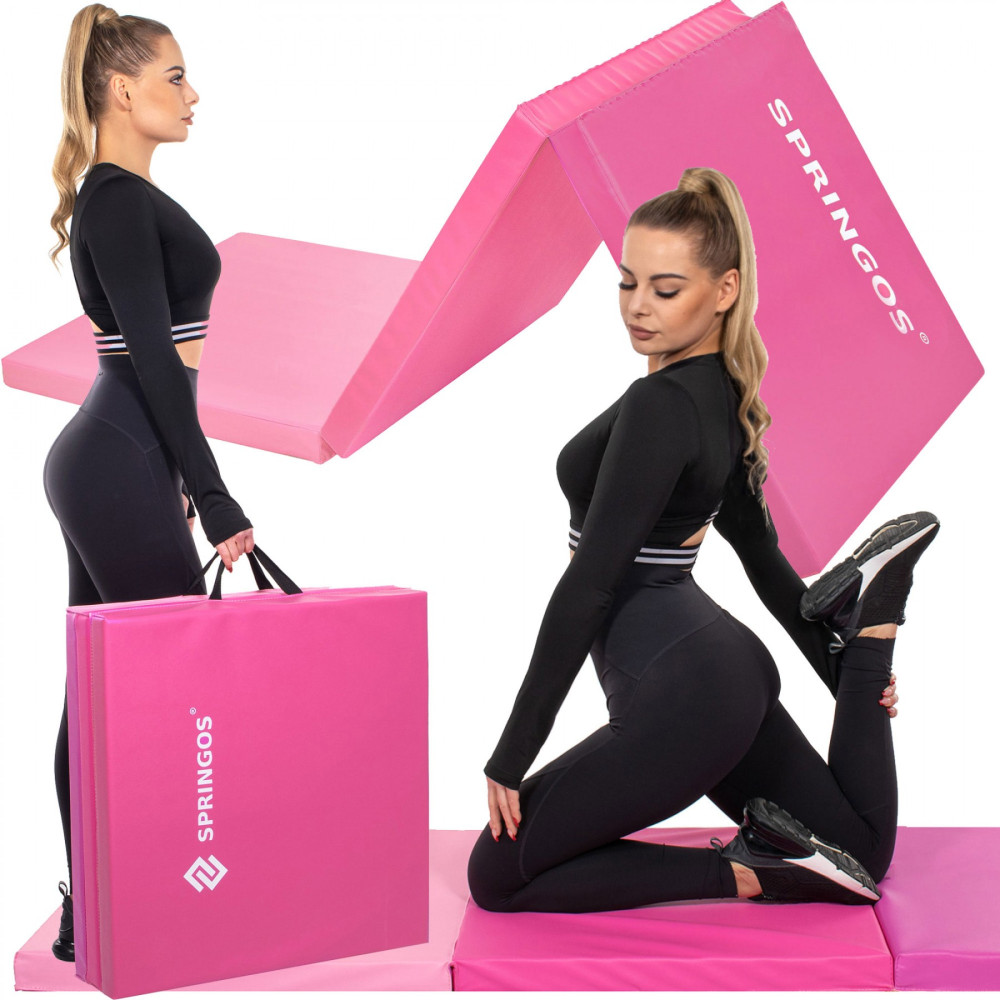Мат гімнастичний складний Springos 180 x 60 x 5.5 cм Pink FA0140