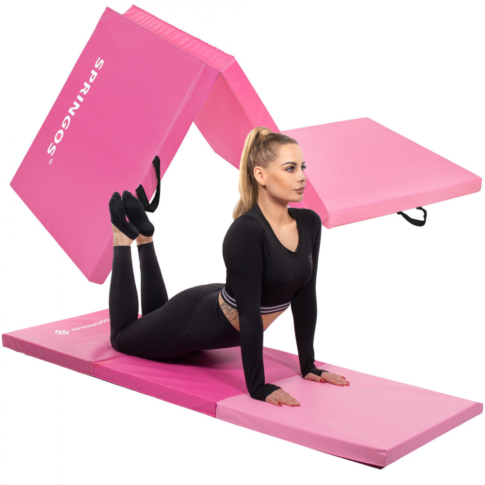 Мат гімнастичний складний Springos 180 x 60 x 5.5 cм Pink FA0140