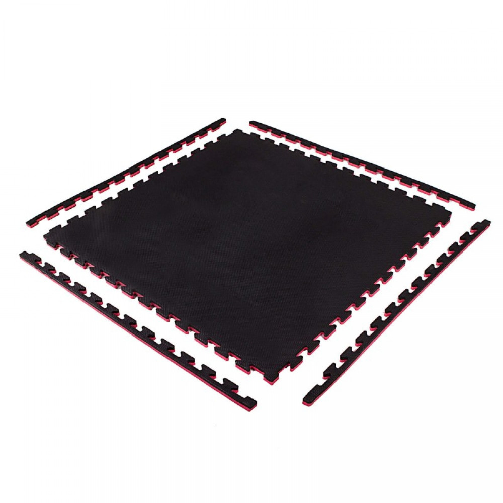Мат-пазл (ласточкин хвіст) Springos Mat Puzzle EVA 100 x 100 x 2 cм Black/Red (FM0007)