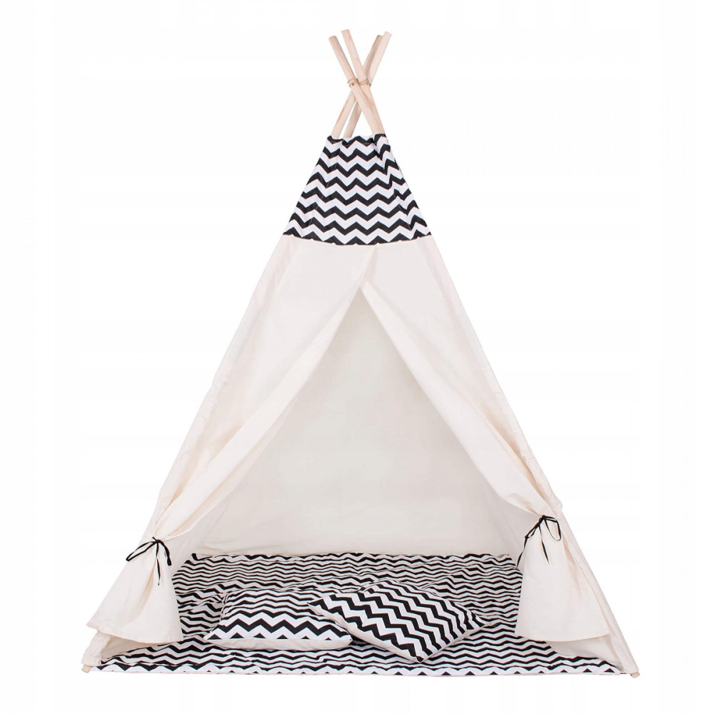 Дитячий намет (вігвам) Springos Tipi XXL White/Black TIP02