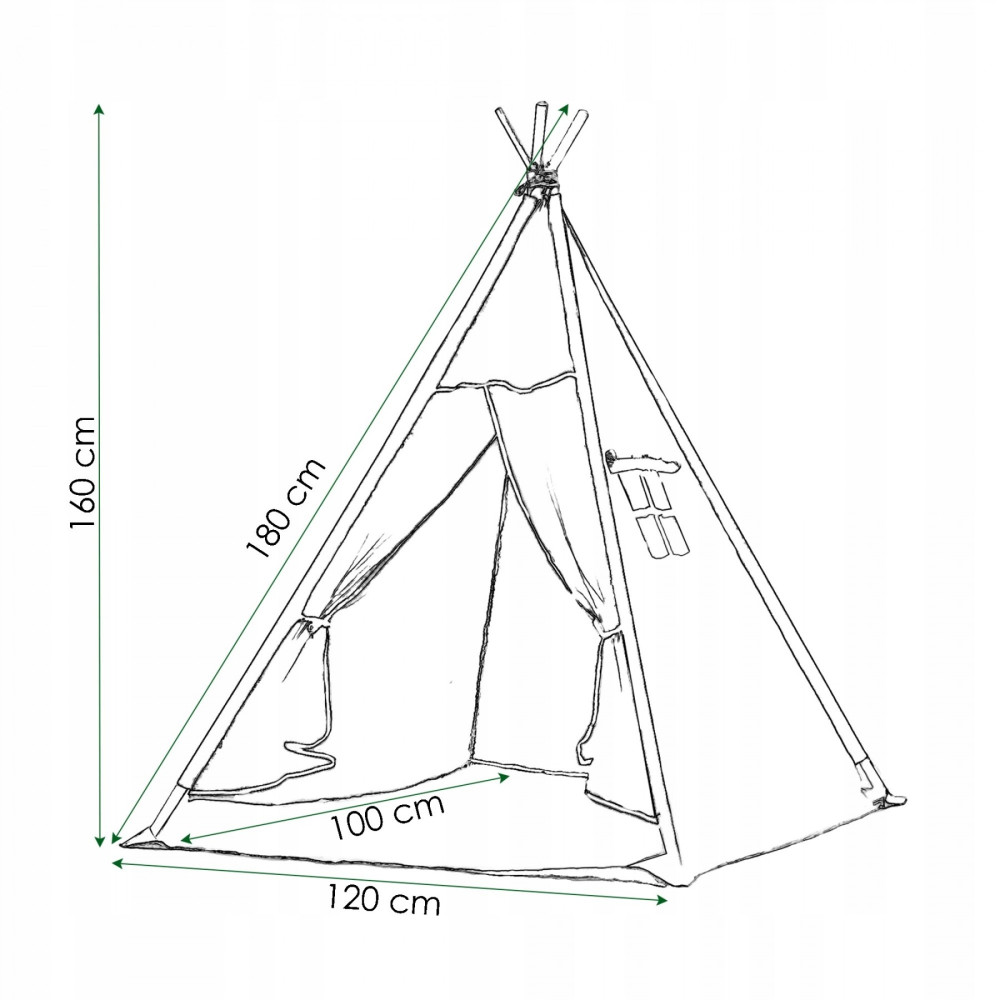 Дитячий намет (вігвам) Springos Tipi XXL White/Black TIP02
