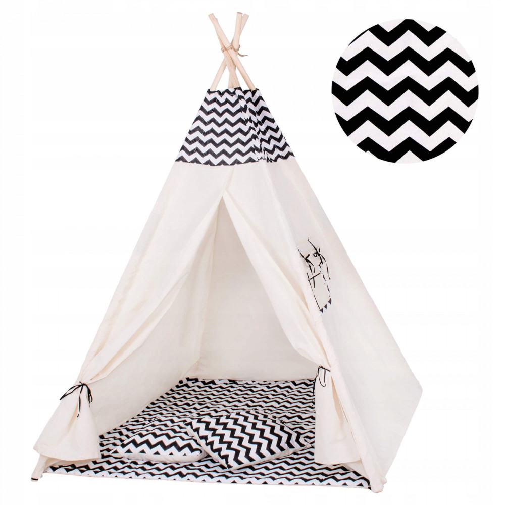 Дитячий намет (вігвам) Springos Tipi XXL White/Black TIP02