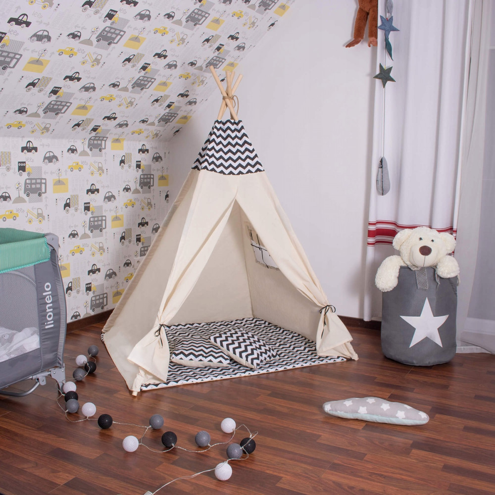 Дитячий намет (вігвам) Springos Tipi XXL White/Black TIP02