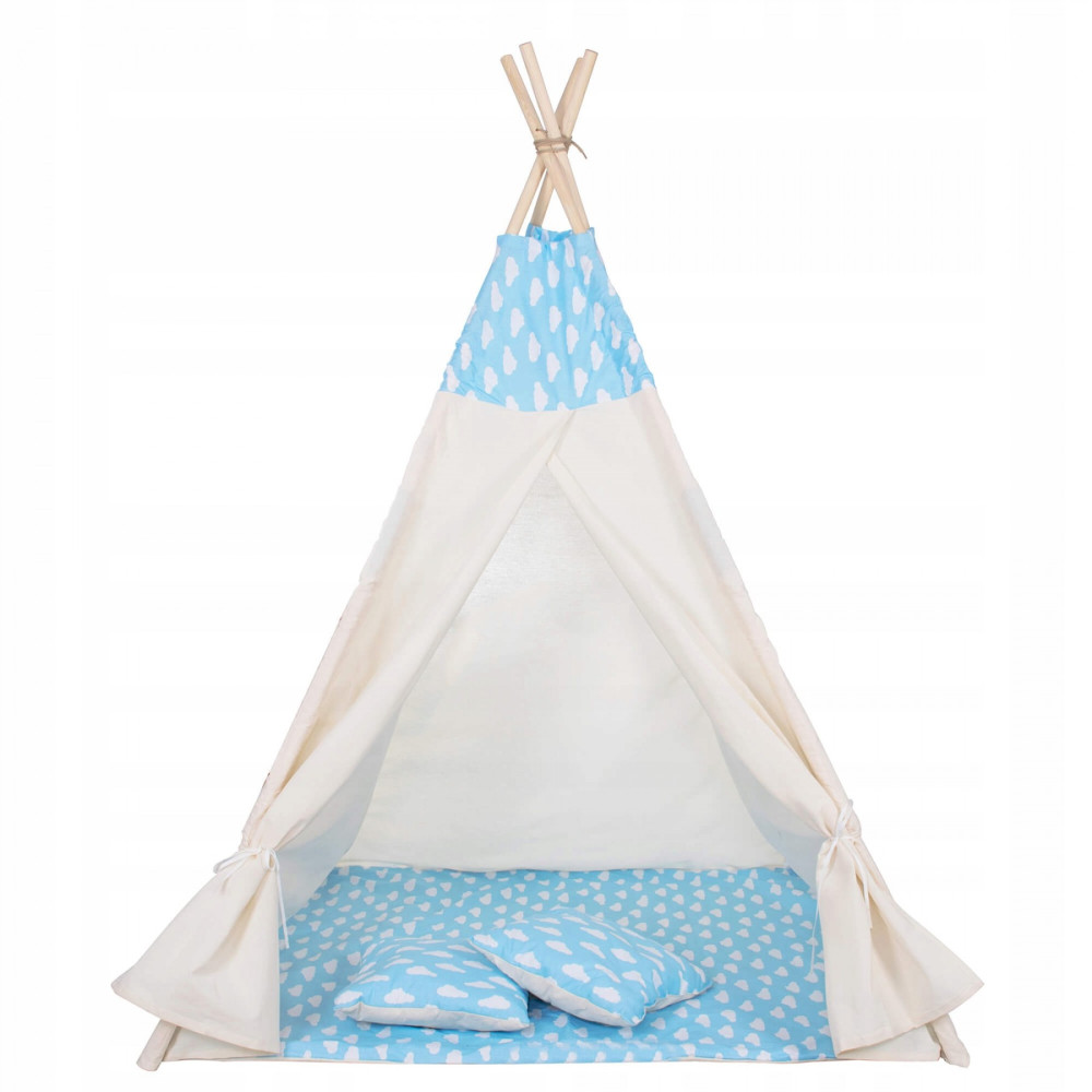 Дитячий намет (вігвам) Springos Tipi XXL White/Sky Blue TIP05