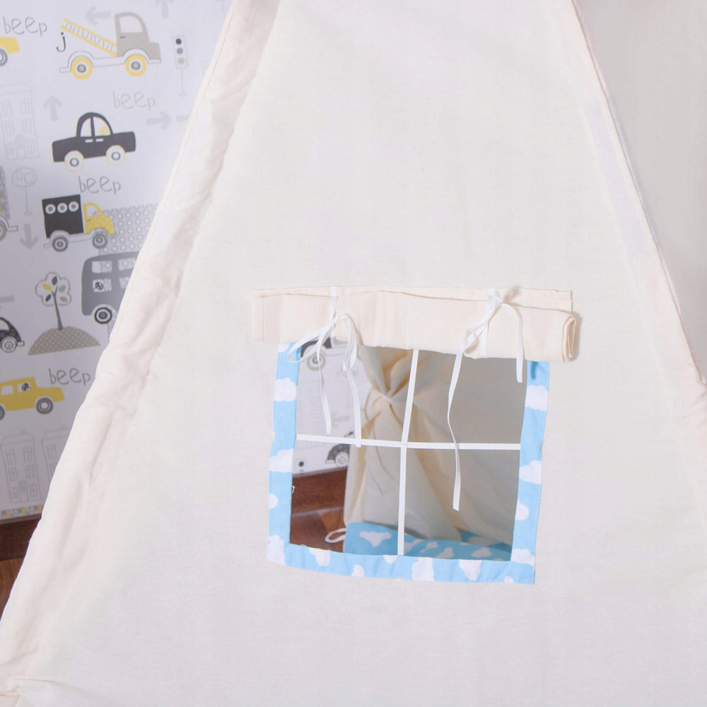 Дитячий намет (вігвам) Springos Tipi XXL White/Sky Blue TIP05