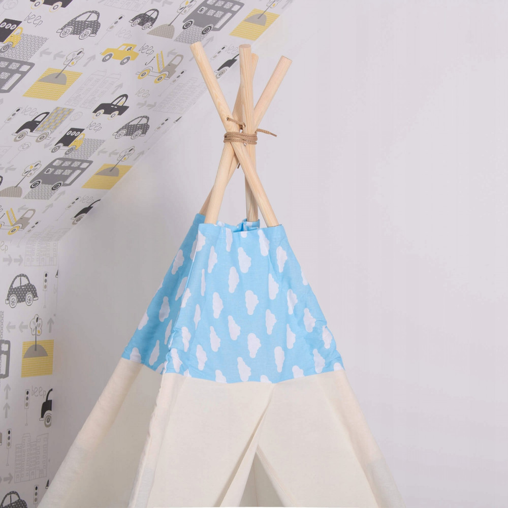Дитячий намет (вігвам) Springos Tipi XXL White/Sky Blue TIP05