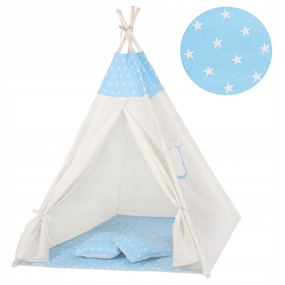Дитячий намет (вігвам) Springos Tipi XXL White/Sky Blue TIP06